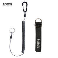 Booms Fishing T01 2M Coiled Lanyards Carabiner Clip with Rod Straps for Fishing Rod and Landing Net