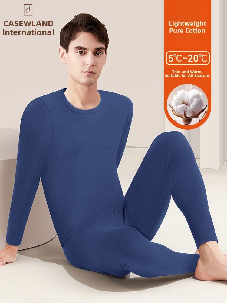 CASENLAND | Warm Men's Cotton Thin Set Blue Underwear Presyo 1,519 Piso*Libreng Shipping