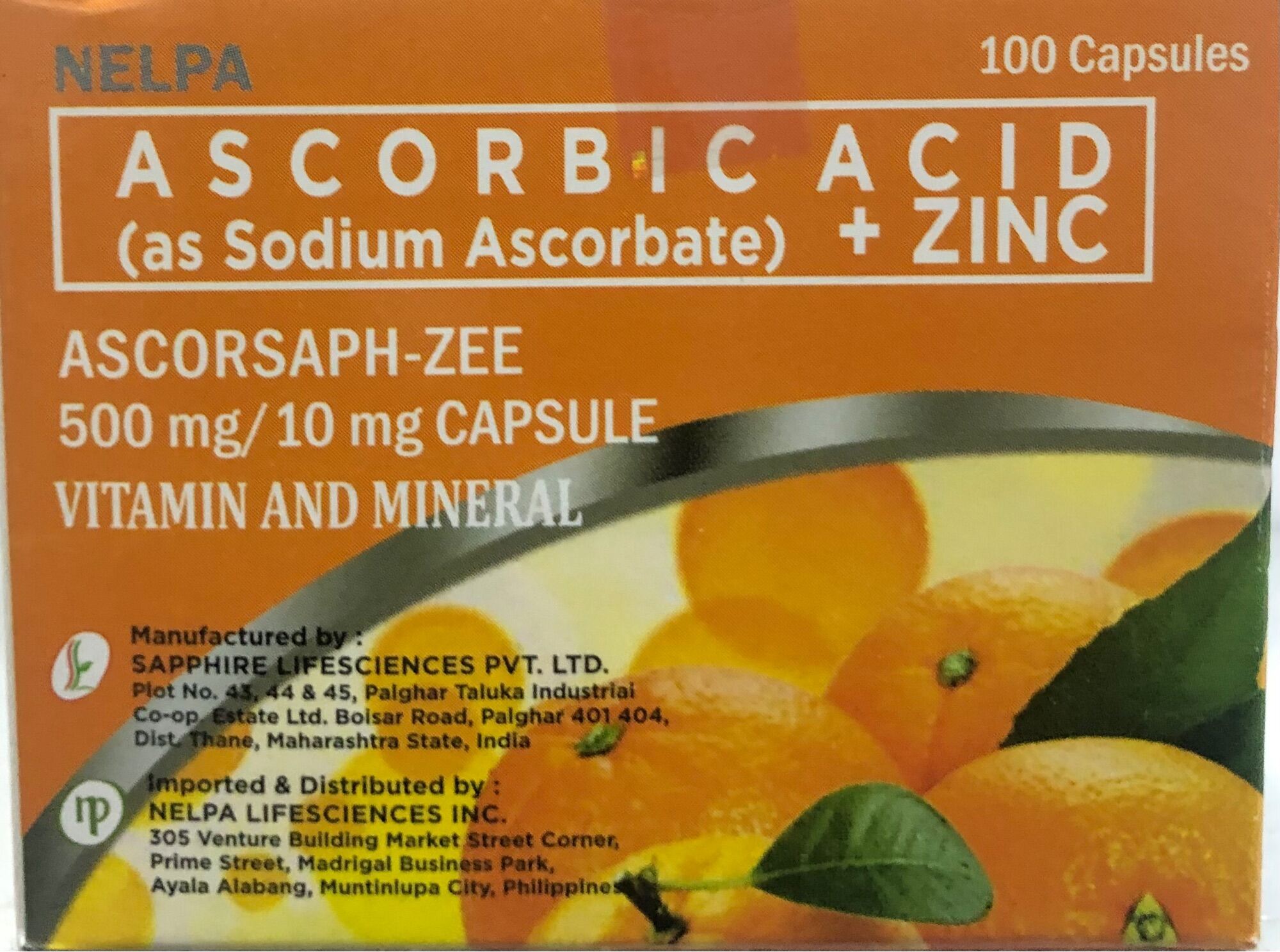 Ascorbic Acid (as Sodium Ascobate) + Zinc AscorsaphZee (100Capsules