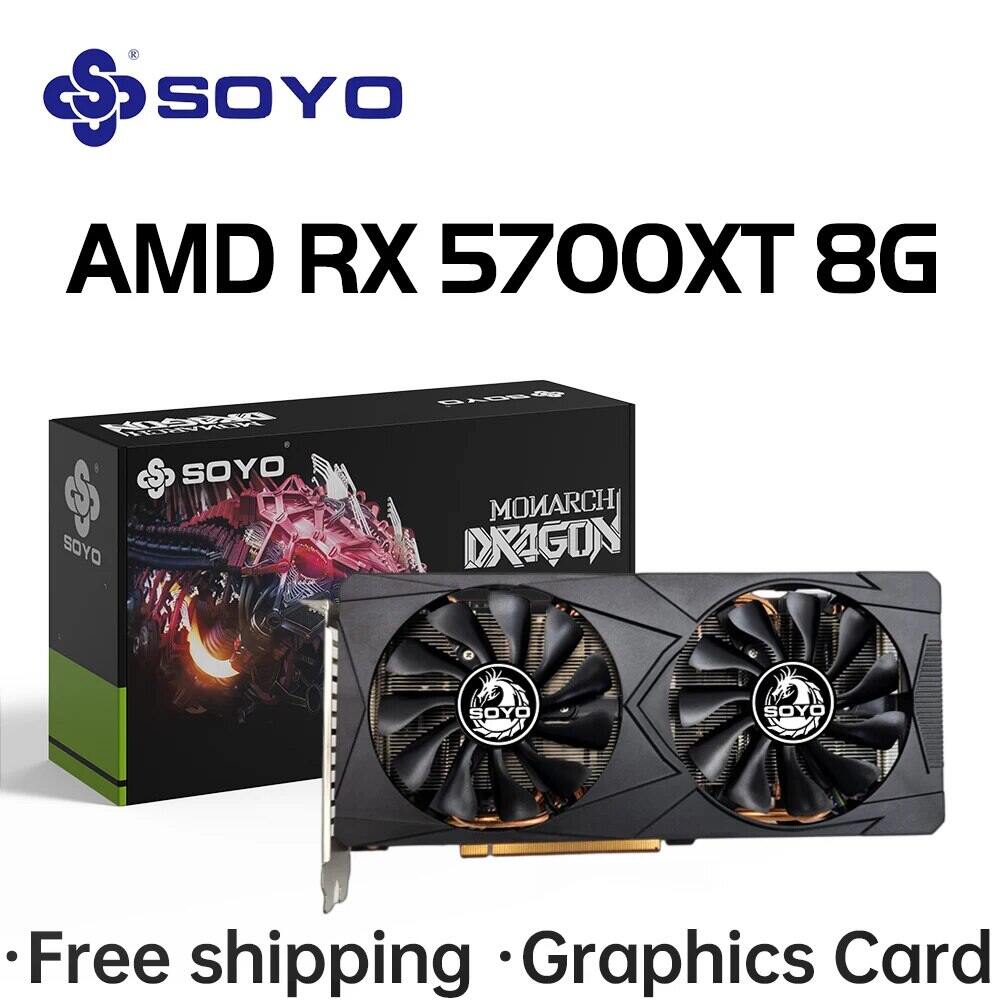 Soyo Amd Radeon RX5700XT 8GB Gaming Graphics Card GDDR6 Memory 256Bit PCIEx16 4.0 for Desktop Computer Video Cards RX 5700XT