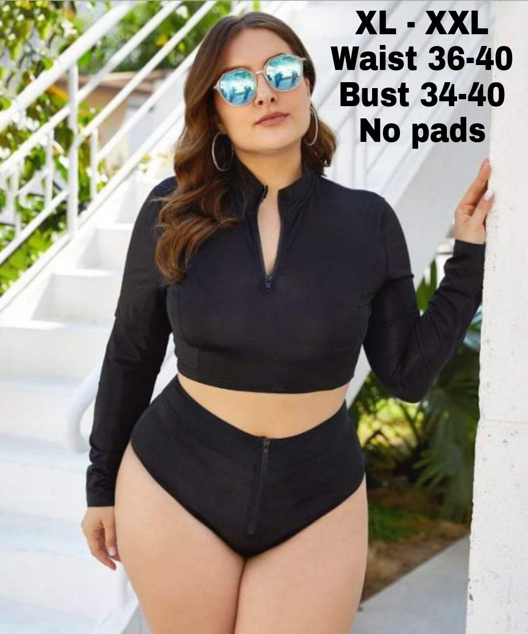 long sleeve two piece swimsuit plus size