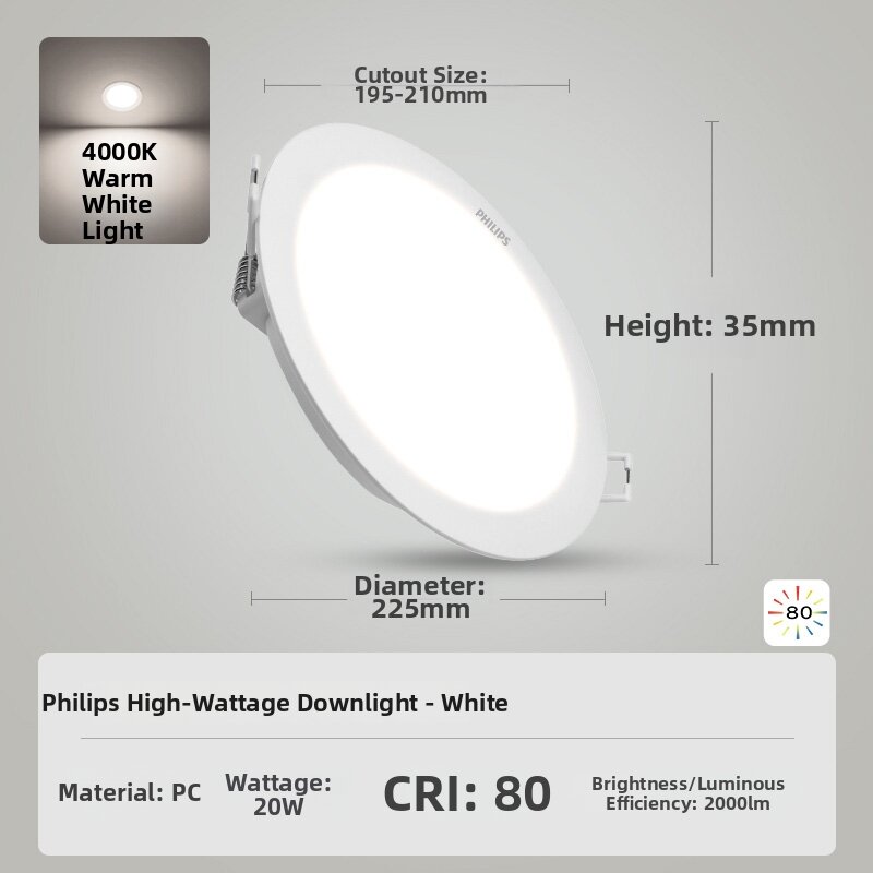 Philips | Slim Recessed Living Room Ceiling Light 20W