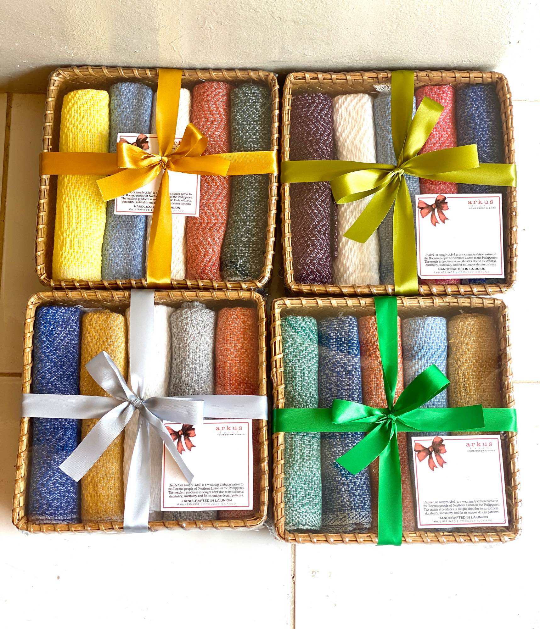 Inabel assorted set of 5 hand towels in square bamboo gift tray Lazada PH