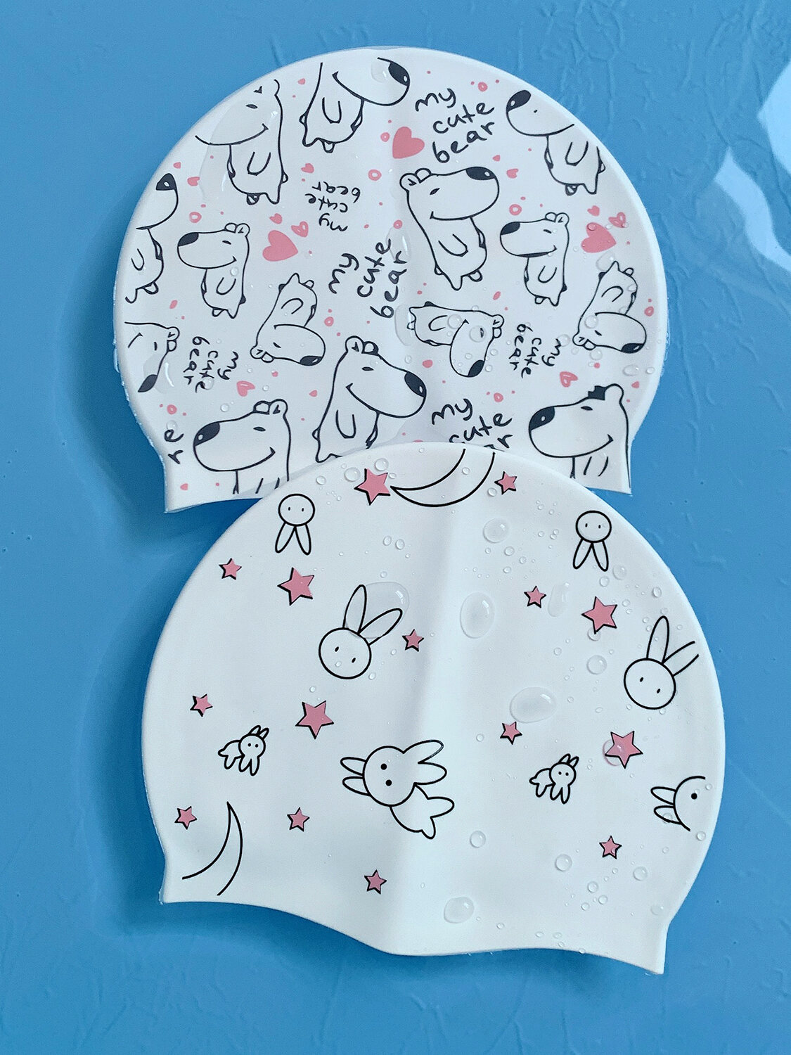 Women's Waterproof Silicone Swimming Cap - Fashion Print