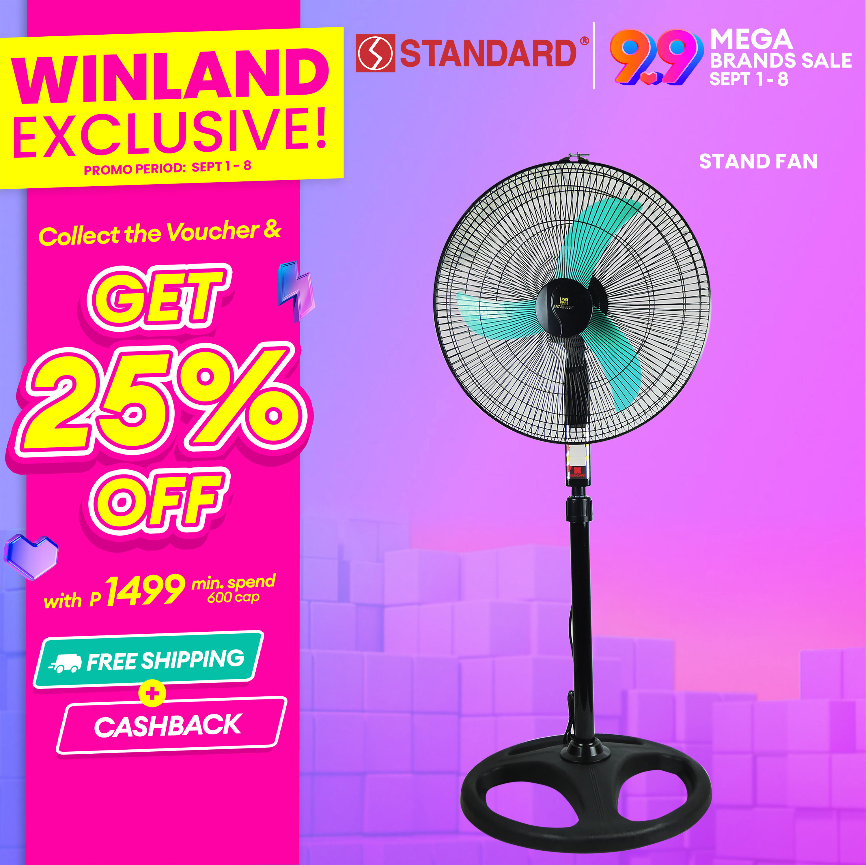 STANDARD Appliances by Winland 18" Stand Fan Electric Fan SSM18B SSM