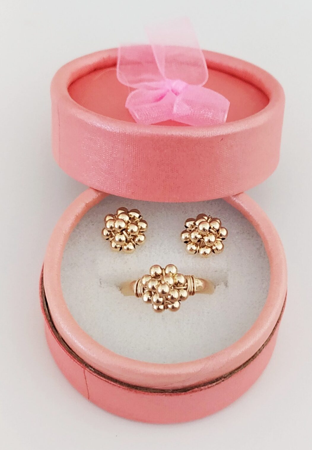 10k gold flower design stud earring and ring (set) Lazada PH