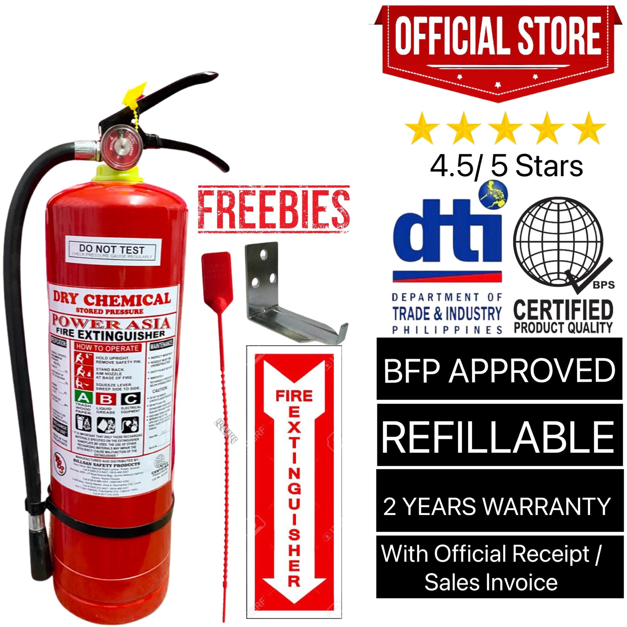 Power Asia Fire Extinguisher 10lbs Dry Chemical REFILLABLE Lazada PH