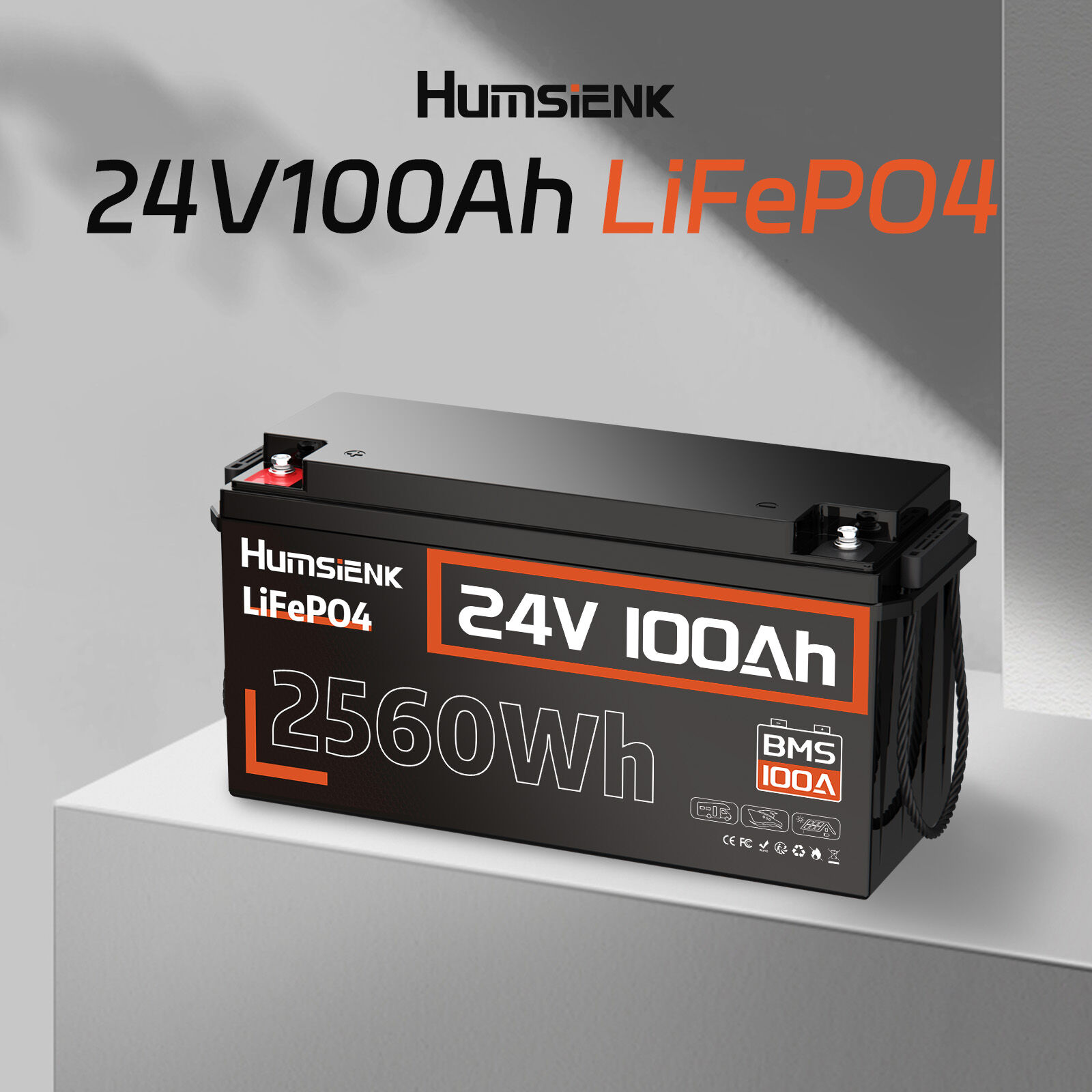 Humsienk Lifepo4 Battery 100Ah 24Volts, Max.2560Wh, 100A Bms Built-In, a + Cells Lifepo4 Lithium Battery Low Temperature Protection - Suitable for Rvs, Other 24V Equipment, Solar Batteries ราคา 14,890 บาท*ส่งฟรี