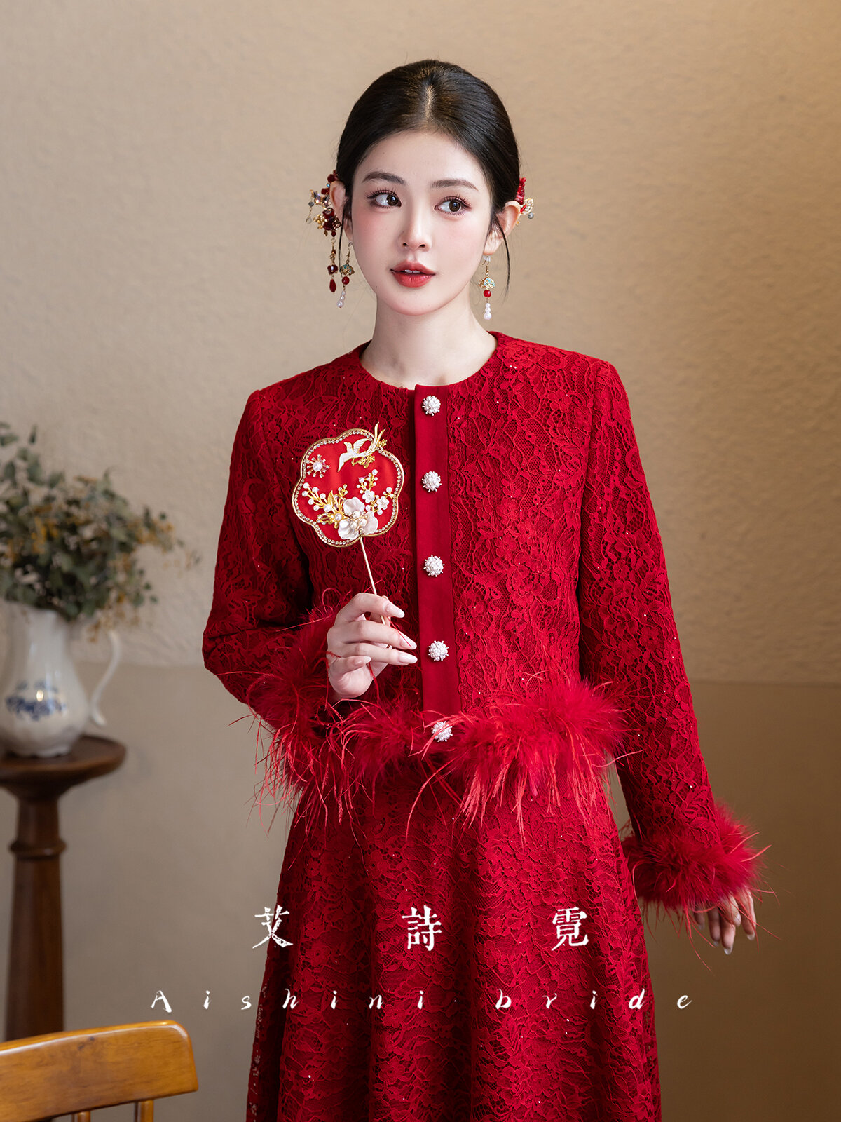 Red 2025 New Chinese Style Bridal Cheongsam Presyo 8,406 Piso*Libreng Shipping