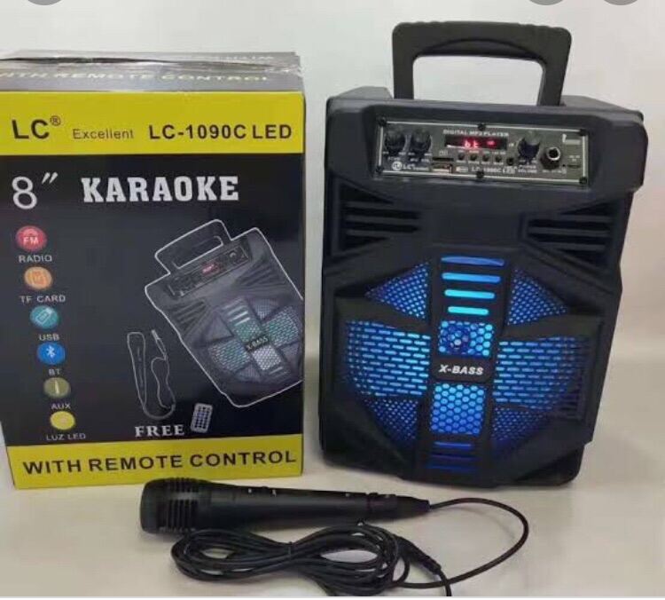 Super Bass 8" Karaoke Bluetooth Speaker with Free Microphone