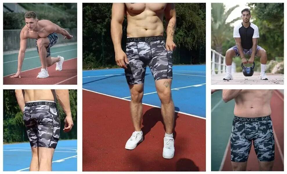 Men's Camo Compression Shorts With Pocket