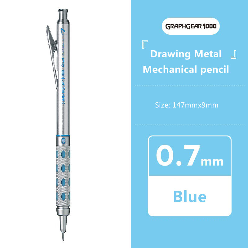 Uni | Japan Pentel Mechanical Pencil Graphgear 1000 Metal Low Center of Gravity Scalable Pen Tip 0.3/0.5/0.7/0.9mm Drawing Supplies