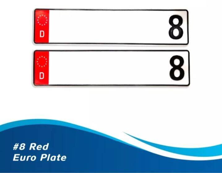 Euro Plate Number Car plate extension. Red color. European style plate