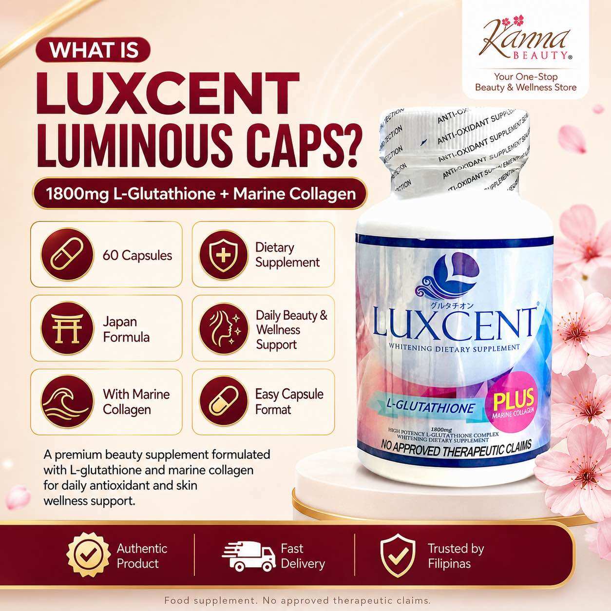 luxcent glutathione japan Pure Beauty Collagen and LUXCENT GLUTATHIONE 100 % AUTHENTIC