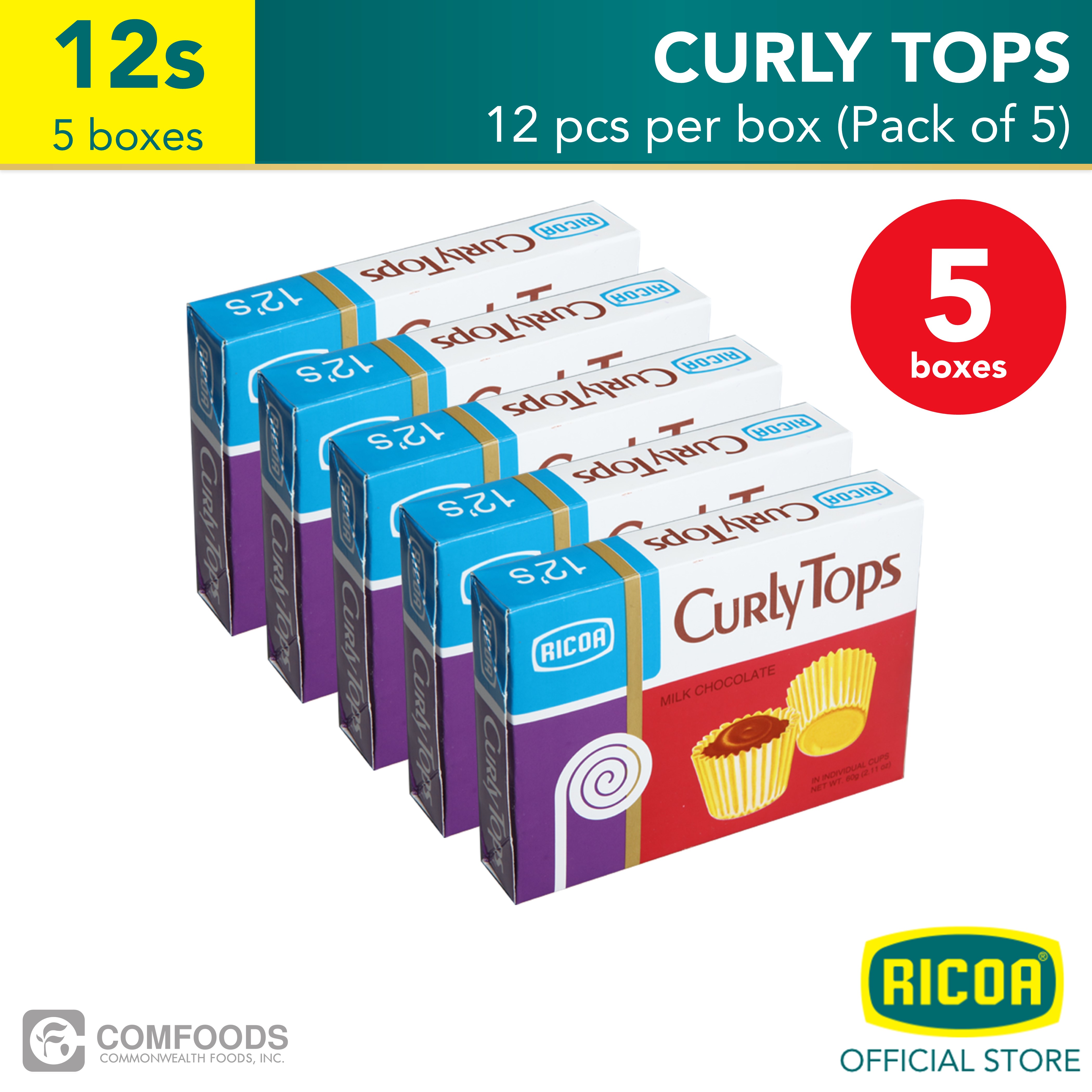RICOA Curly Tops Milk Chocolate 12 Pcs in Box