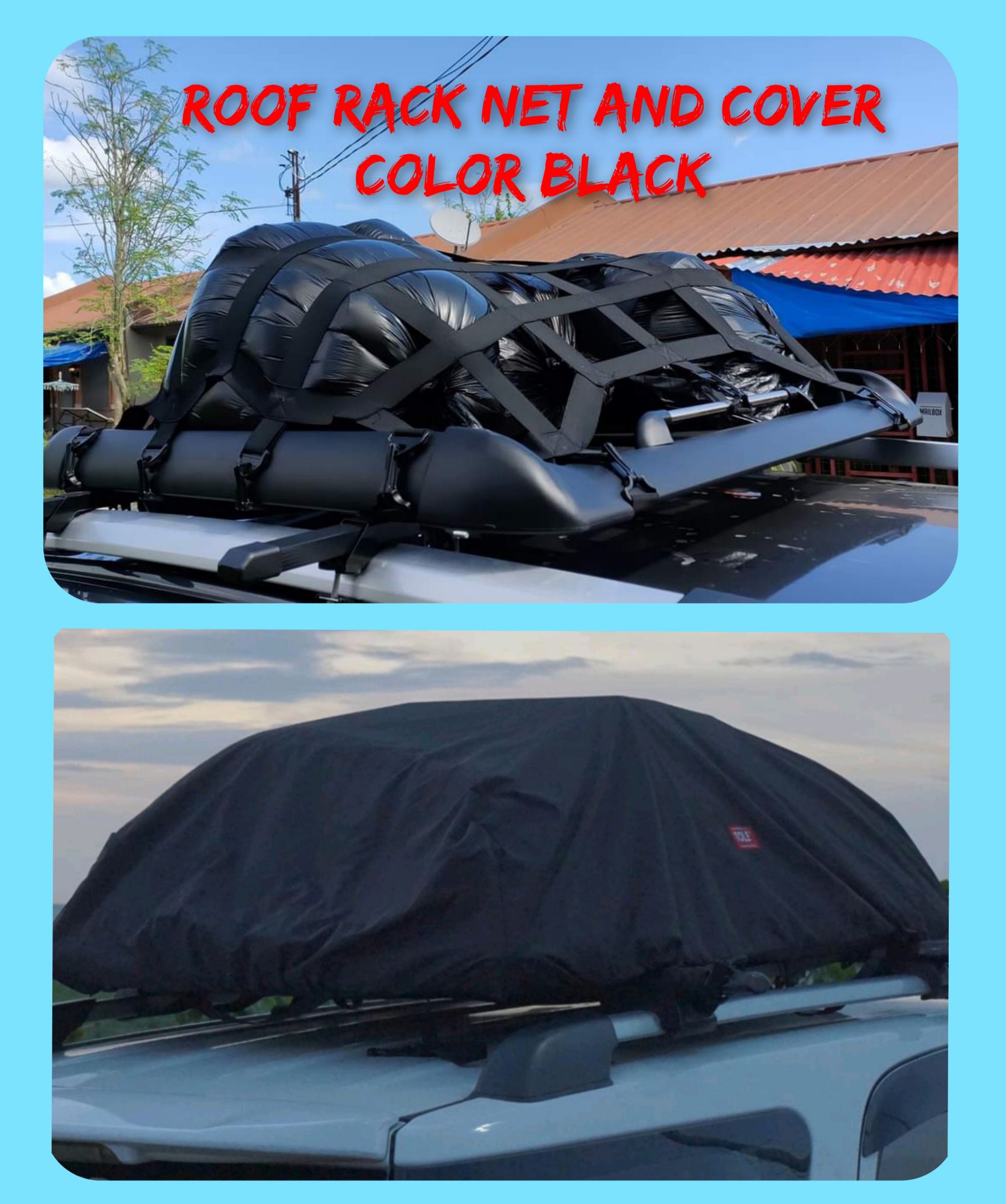 Roof rack net and cover black