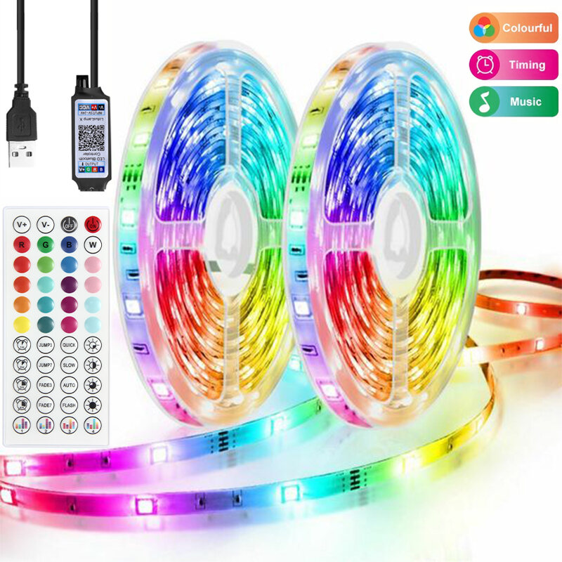 Music Sync RGB LED Strip Lights Bluetooth 30M(2 Rolls Of 15M) USB Color Change Smart Remote Control & APP Control For Christmas