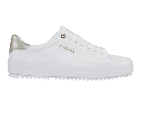 K Swiss White Ariana Sneaker With Silver Gold