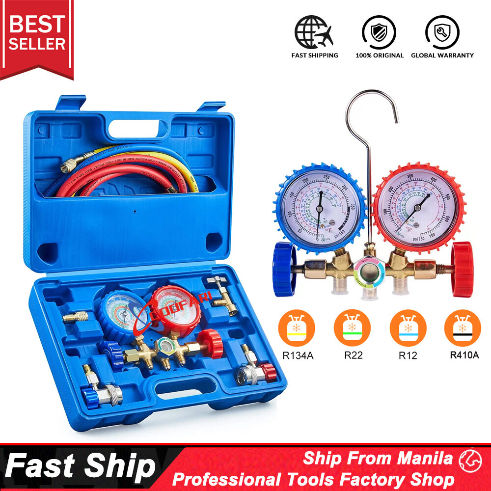 3 Way AC Manifold Gauge Set for R134A/R22/R12/R410A Refrigerant