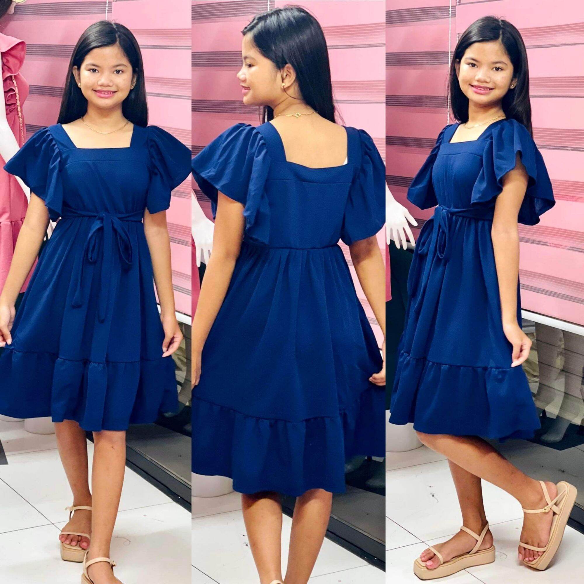 Pre teens Sunday Elegant Plain dress Lazada PH