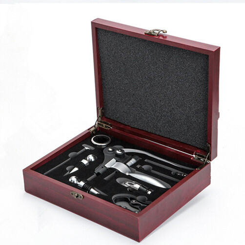 Wine Wine Bottle Opener Set Gift Wooden Box Ninepiece Set Wine Set