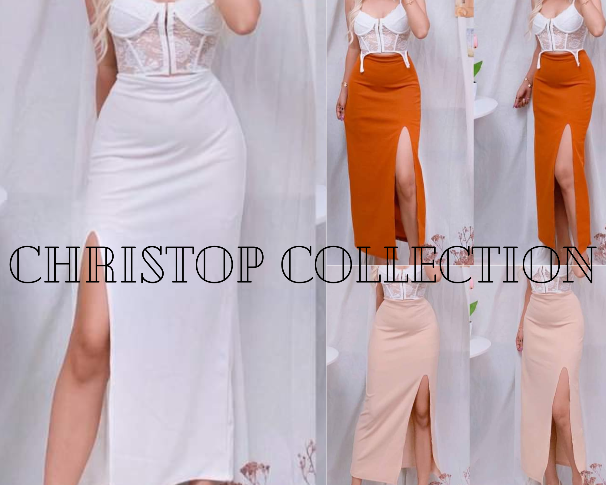 LOVELY LONG SKIRT ELEGANT HIGH SLIT CREPE BY, CHRISTOP COLLECTION