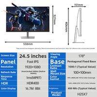 KTC | 24 Inch 260Hz Gaming Monitor with Hardware Low Blue Light Fast IPS LCD 1ms Response Time 99% sRGB HDR400 High Brightness Adjustable Rotating Stand 3rd Generation H25T7