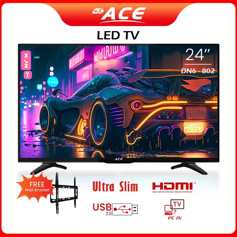 Ace 24 Super Slim Full HD LED TV Black LED-802/free bracket