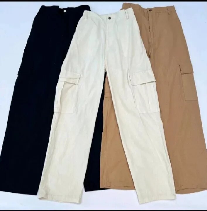 High waist cargo linen