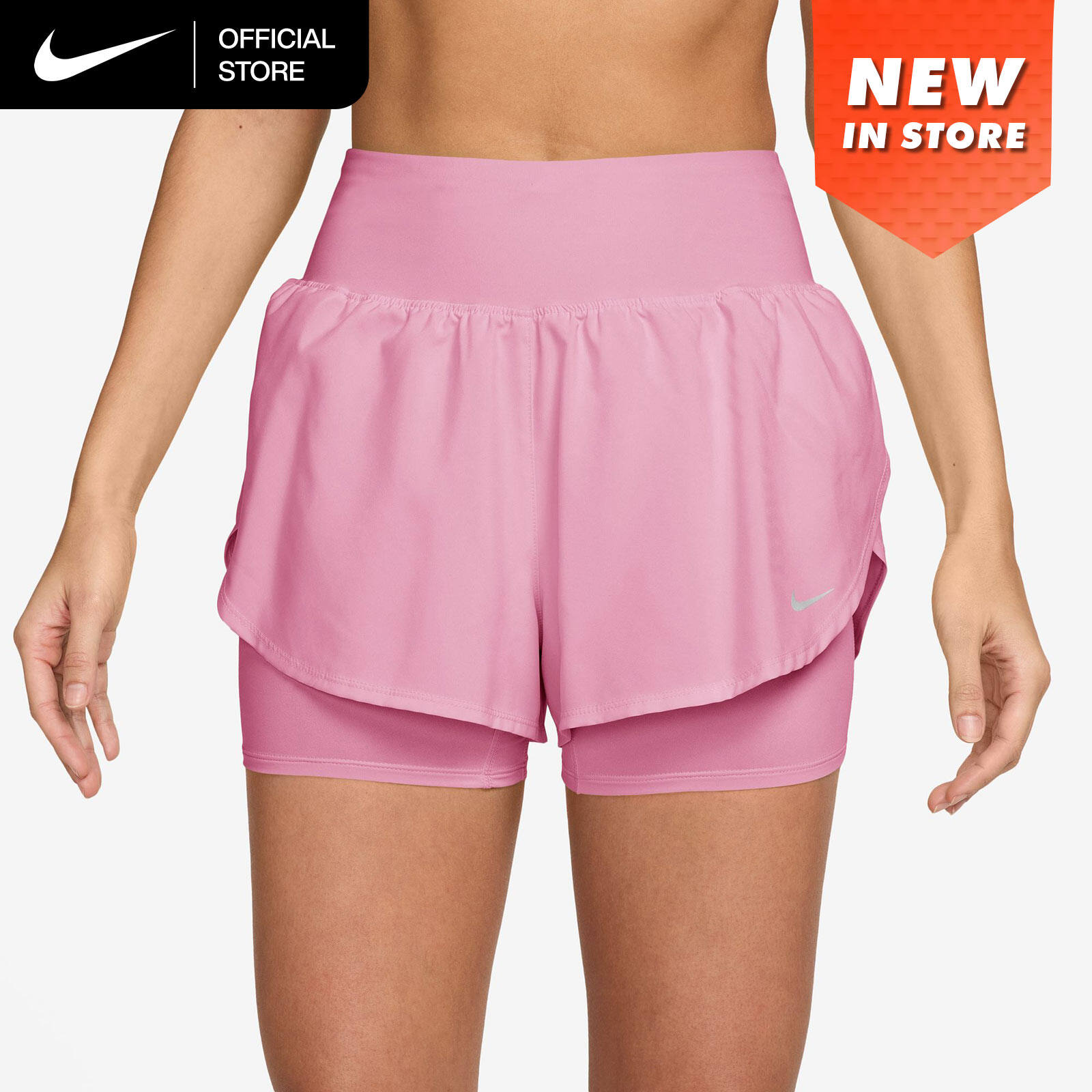 Nike Dri-FIT Women's Flow High-Waisted 2-in-1 Running Shorts - Pink Rise [IF1498-621] ราคา 1,500 บาท*ส่งฟรี