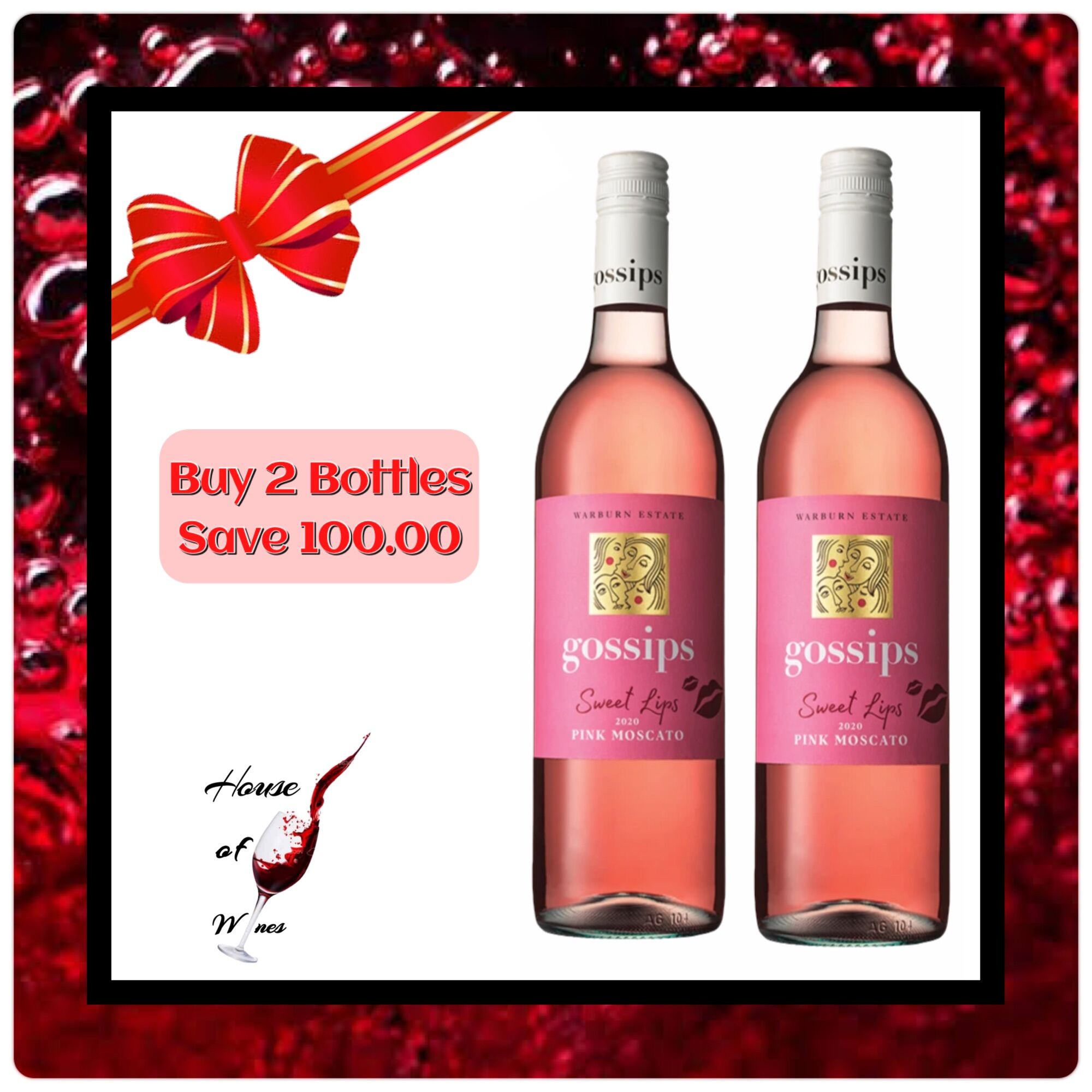 Gossips Sweet Lips Pink Moscato Australian Pink Wine 750ml each (2