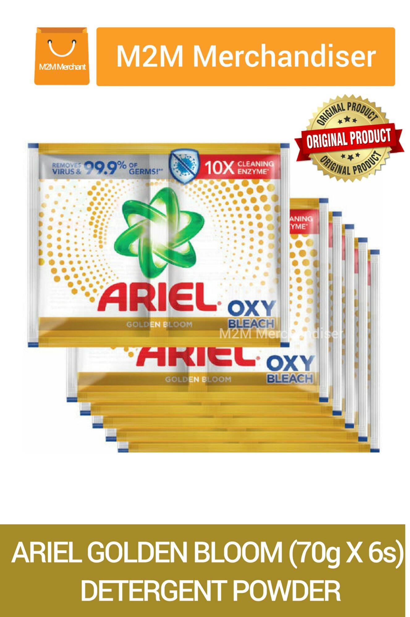ARIEL OXY BLEACH GOLDEN BLOOM (70g X 6s) DETERGENT POWDER Lazada PH