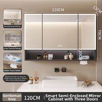 XUANXISHI | Smart Space Aluminum Bathroom Mirror Cabinet with Light Storage and Shelf