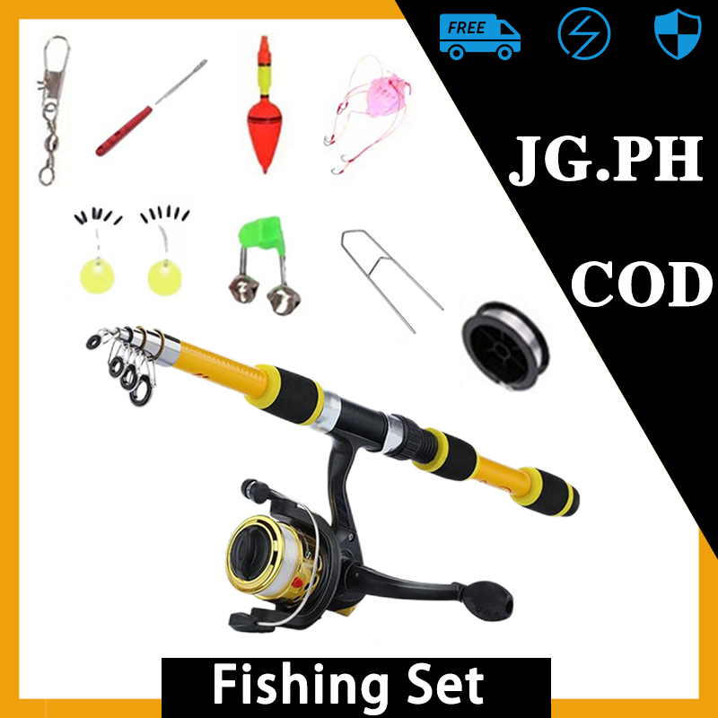 Spinning Fishing Rod Set 1.8M Glass Fiber Fishing Pole 5.2:1