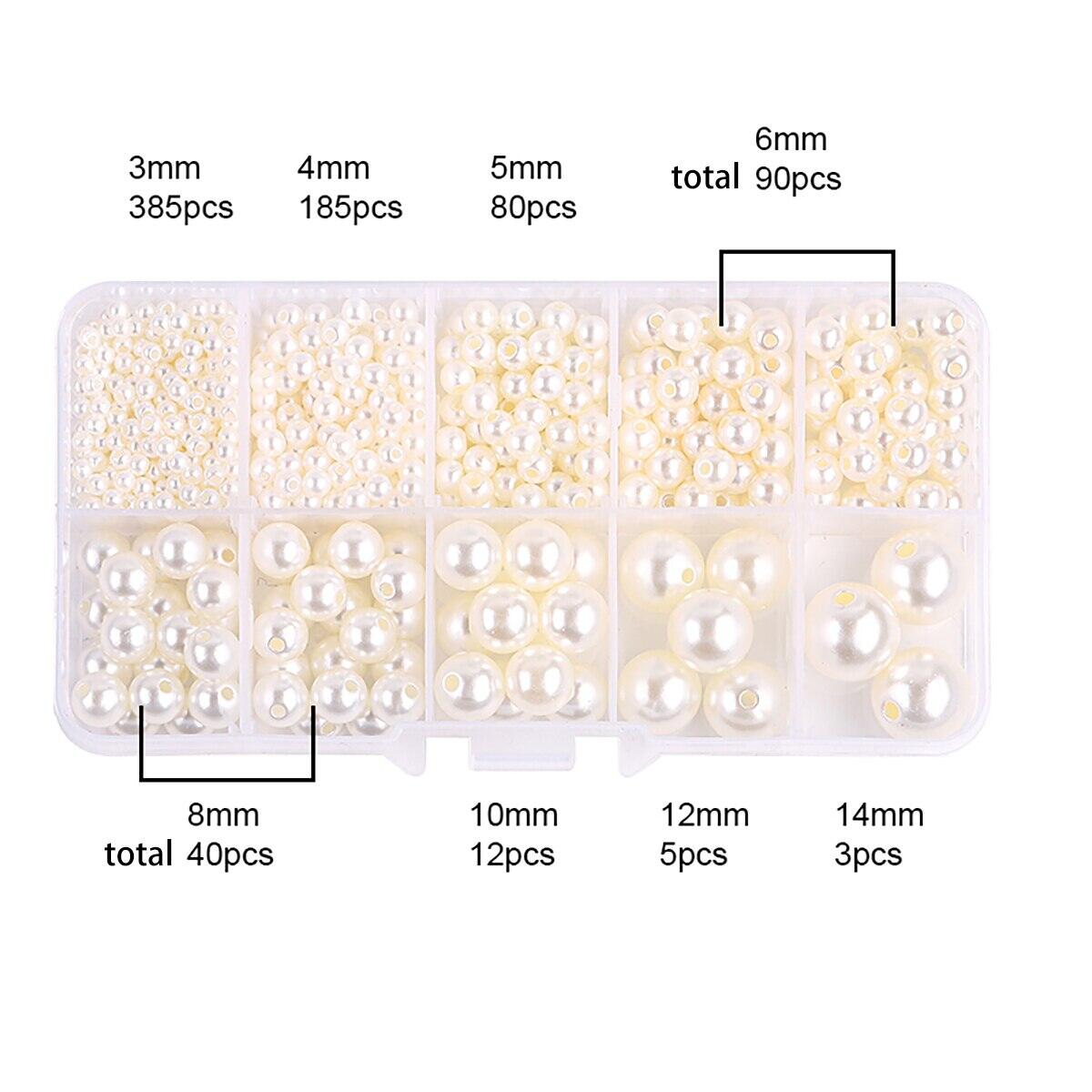 About 800pcs ABS Pearl Set Box Beads DIY Handmade Earrings Bracelets Necklaces Mobile Phone Chains and Decorations