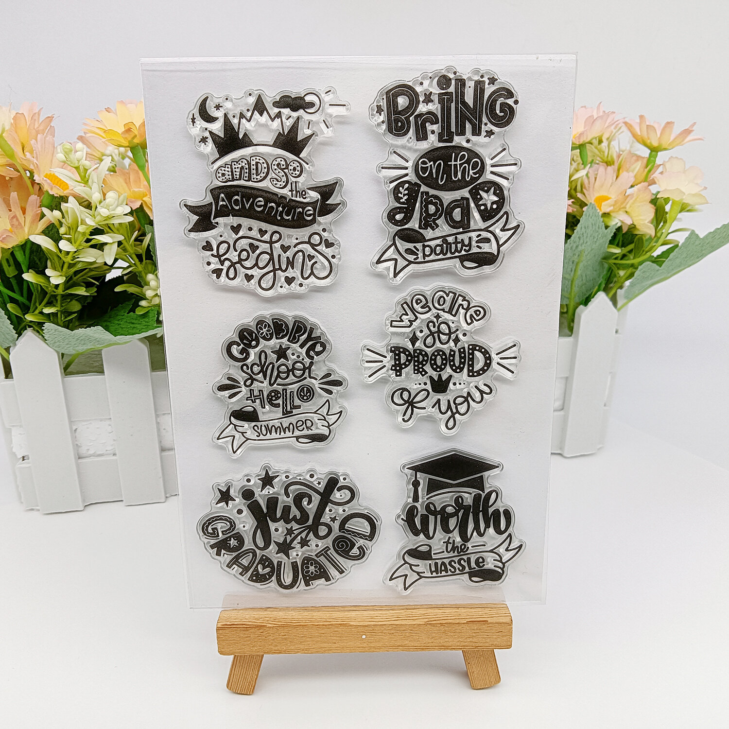 1pc Graduation Clear Stamp Silicone Clear Stamps Reusable Transparent Rubber Stamps for Paper Craft Handmade Card