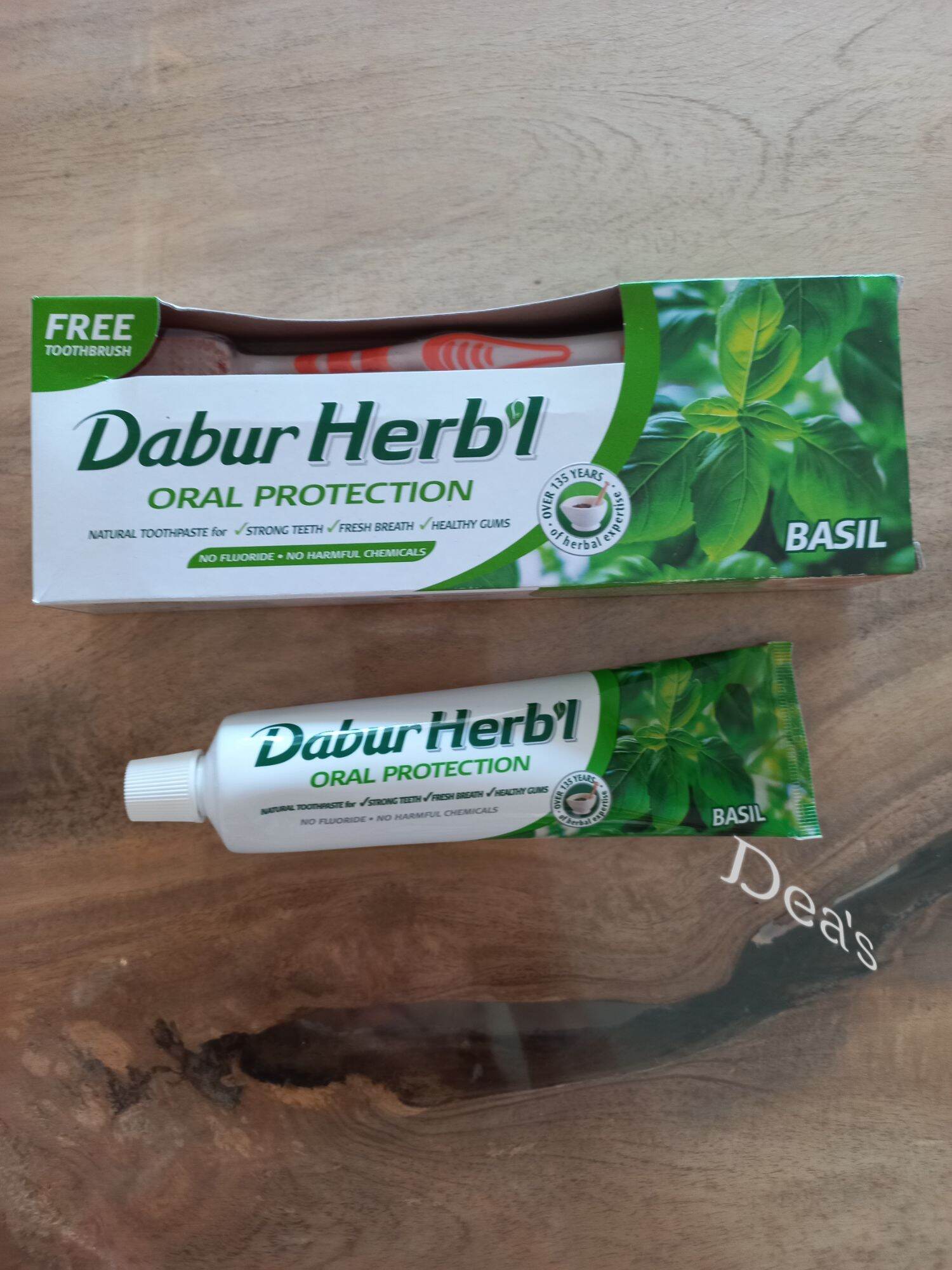 Dabur Herbal Natural Toothpaste w free Toothbrush 150g BASIL Oral