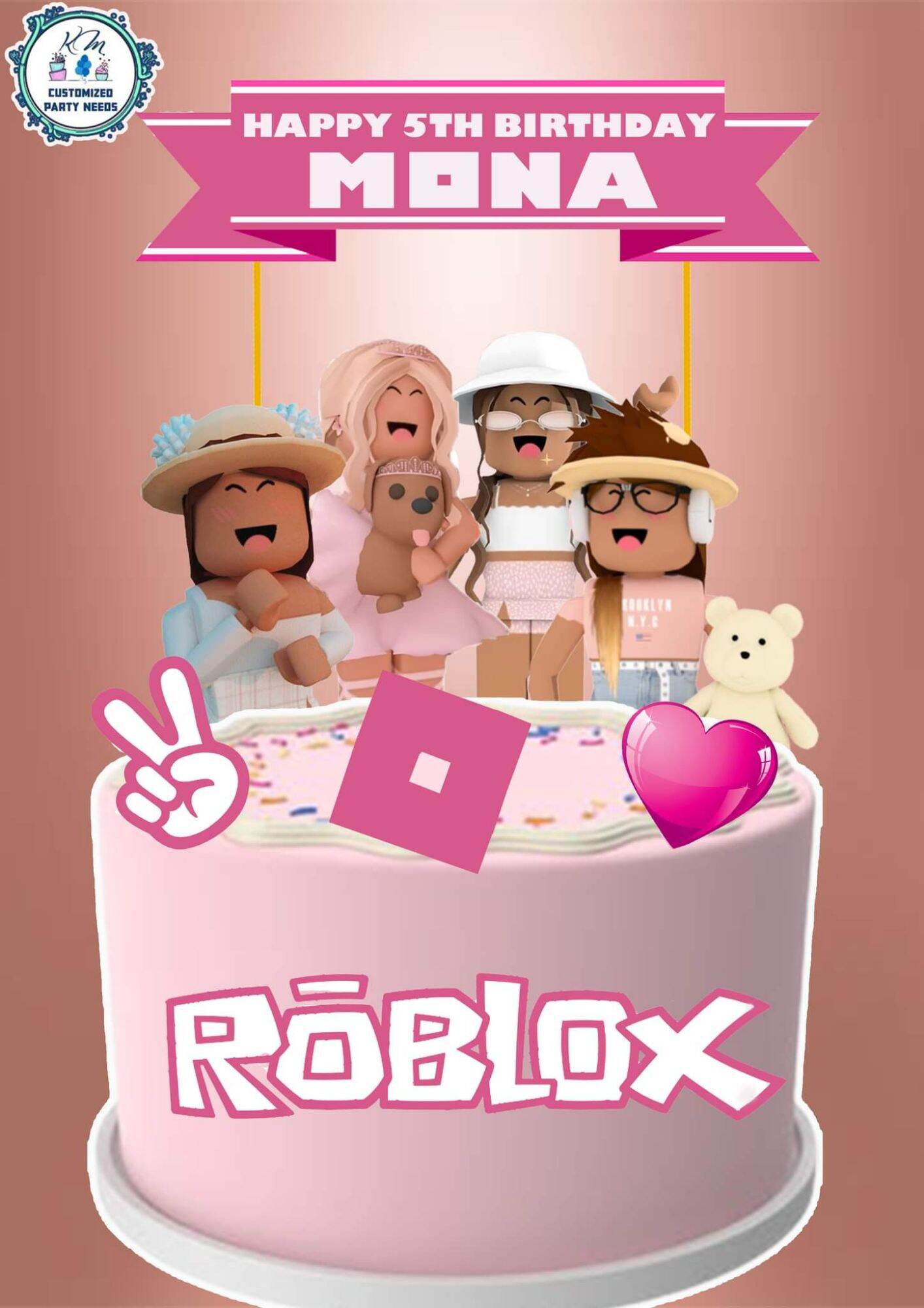 Girls Roblox Printable Cake Topper 