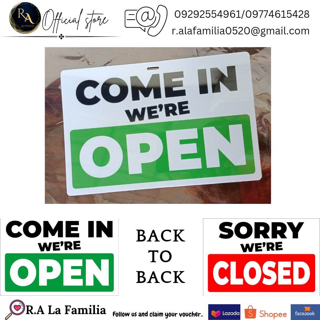 R A PVC OPEN AND CLOSED SIGNAGE HIGH QUALITY PRINT BACK TO BACK R a pvc open and closed signage high quality print back to back