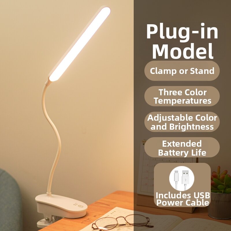 YAFULUODI | Rechargeable Eye-Protective Desk Lamp for Students Clamp Design