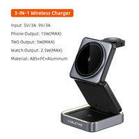 Cabletime | CABLETIME 3 IN 1 15W Wireless Foldable Magnetic Charger Stand for iPhone 16/15/14 iwatch Airpods Samsung