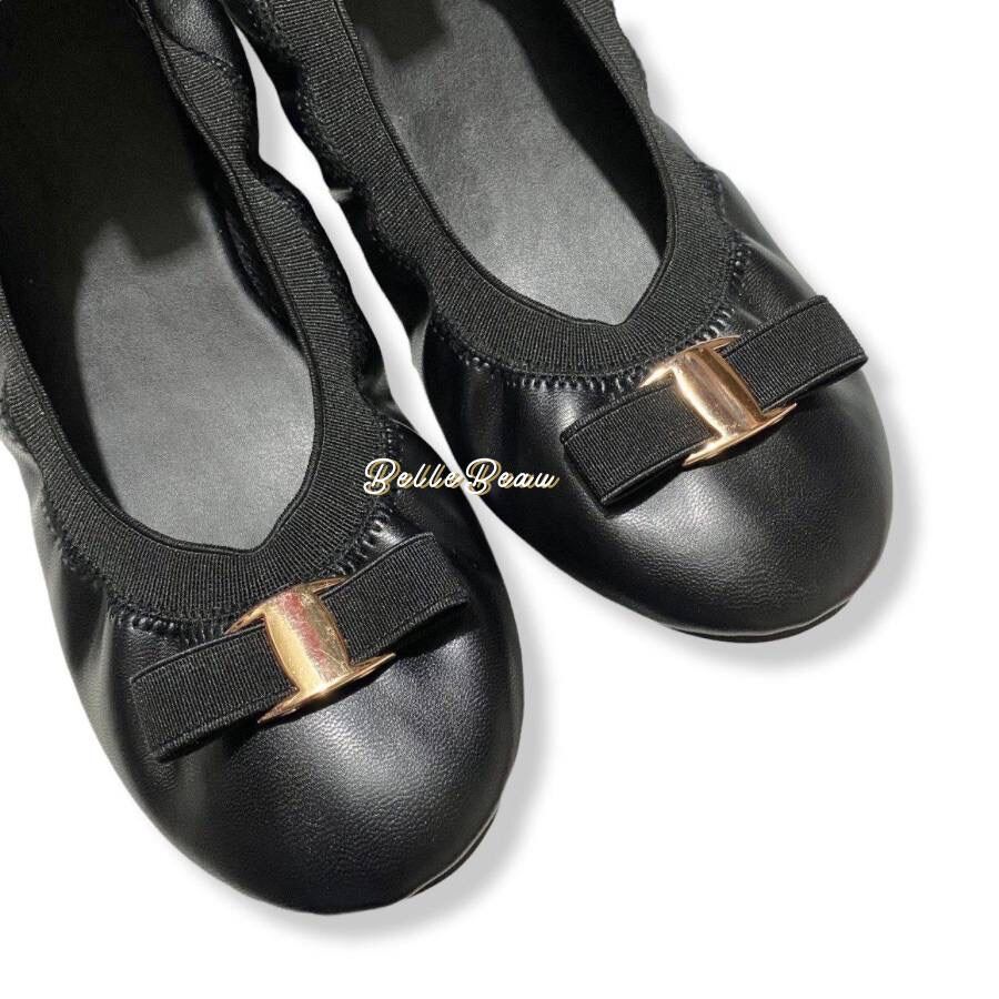Natalie Ribbon Ballet Flats Marikina Made Shoes in Black Color By