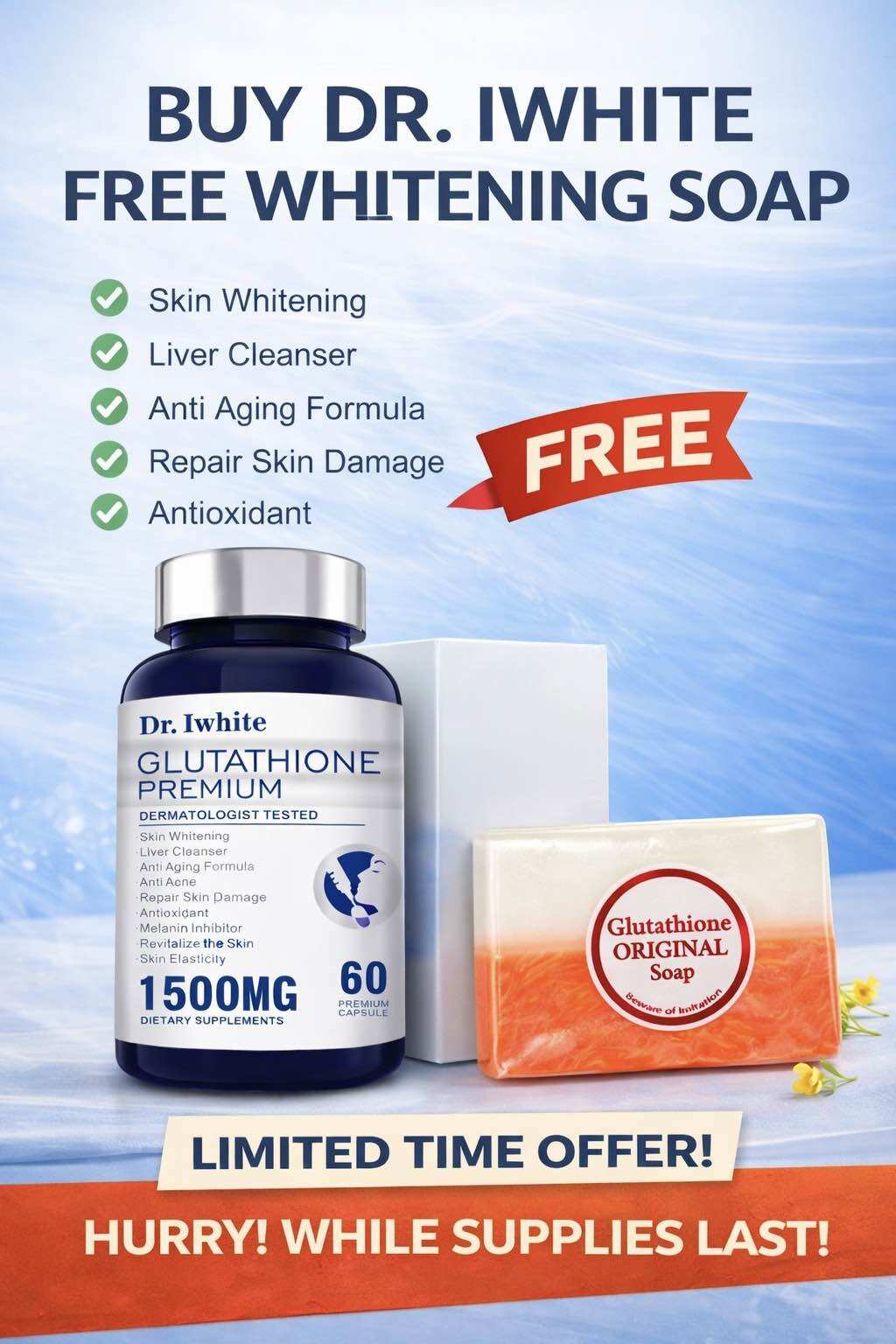 FDA APPROVED ORIGINAL DR.IWHITE GLUTATHIONE MADE IN USA | Lazada PH