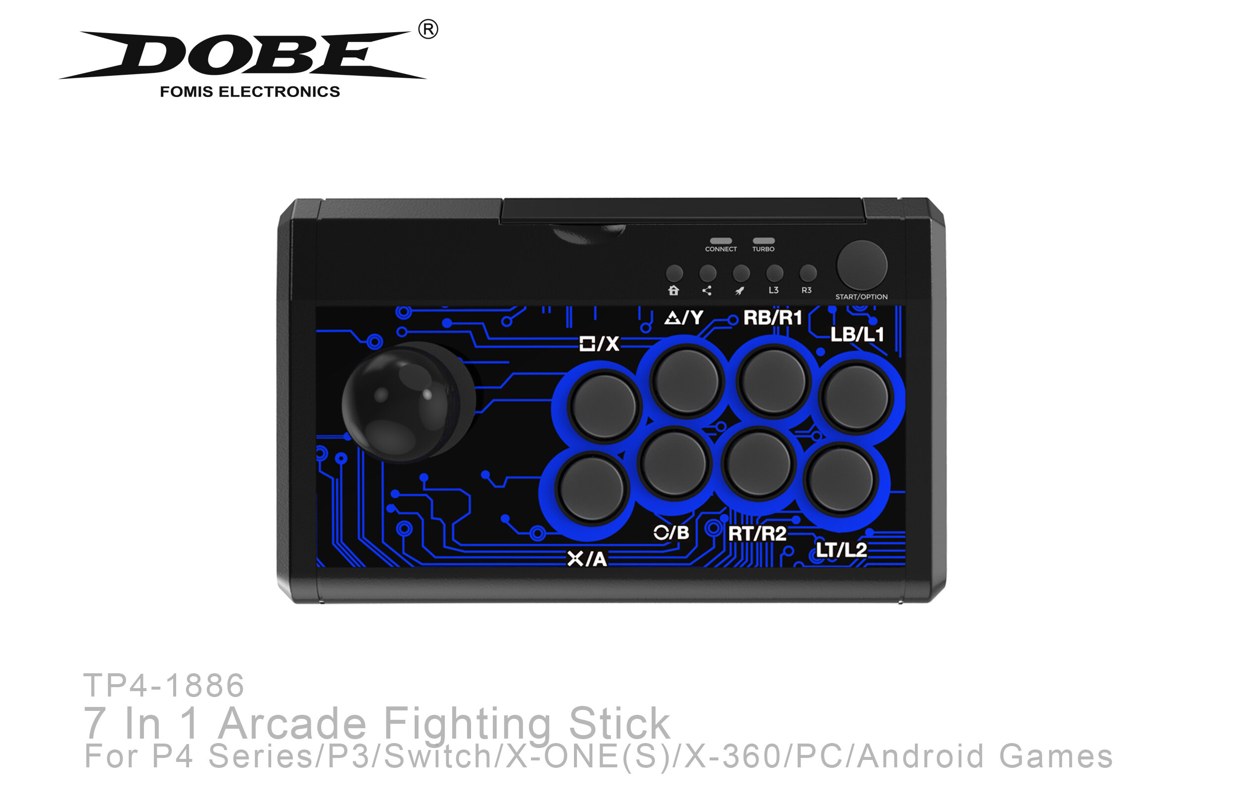 DOBE 7 In1 USB Arcade Fight Stick Street Fighting Joystick Controller ...