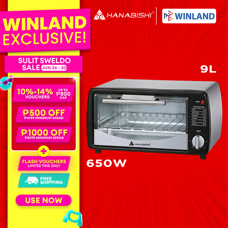 HANABISHI Stainless Steel Oven Toaster - 9L Capacity