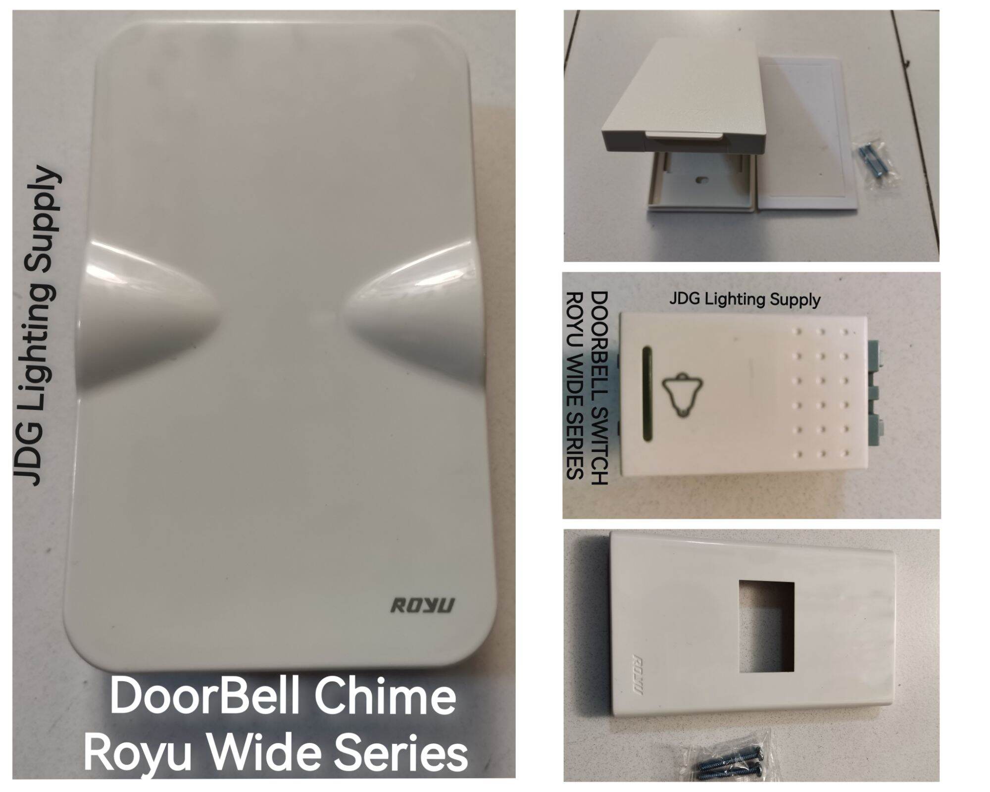 DOORBELL SET(DOORBELL CHIME, DOORBELL SWITCH, WEATHER PROOF COVER, 1GANG PLATE) ROYU WIDE SERIES