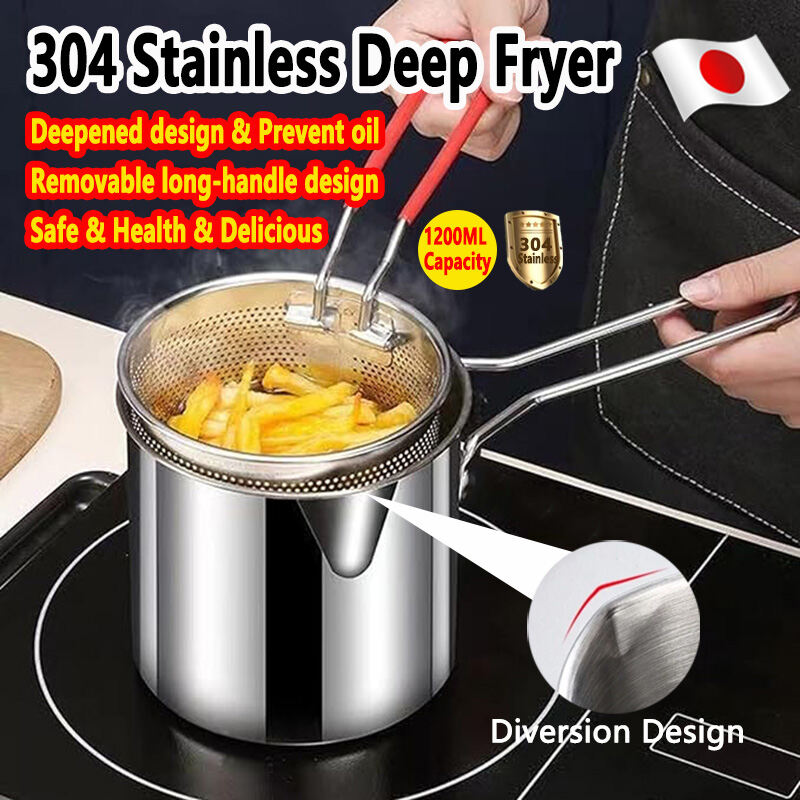 304 Stainless Mini Deep Fryer with Filter Screen - Multi-purpose