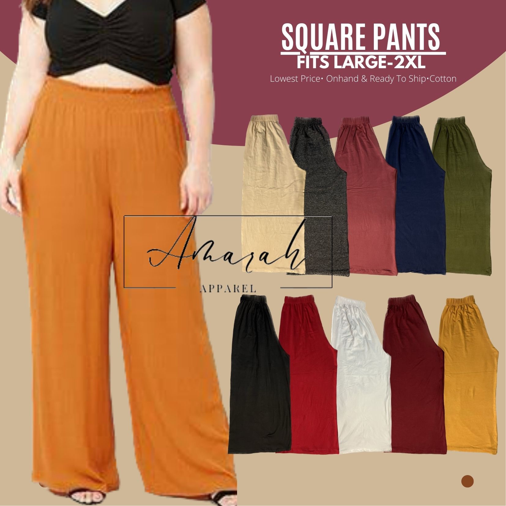 Square Pants Cotton Gartered Waist Comfy Pants | Lazada PH