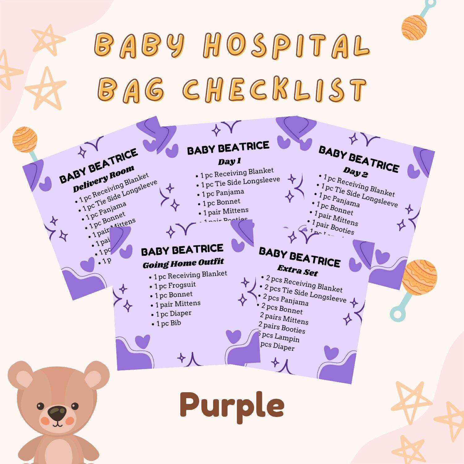 Baby Hospital Bag Checklist Sticker