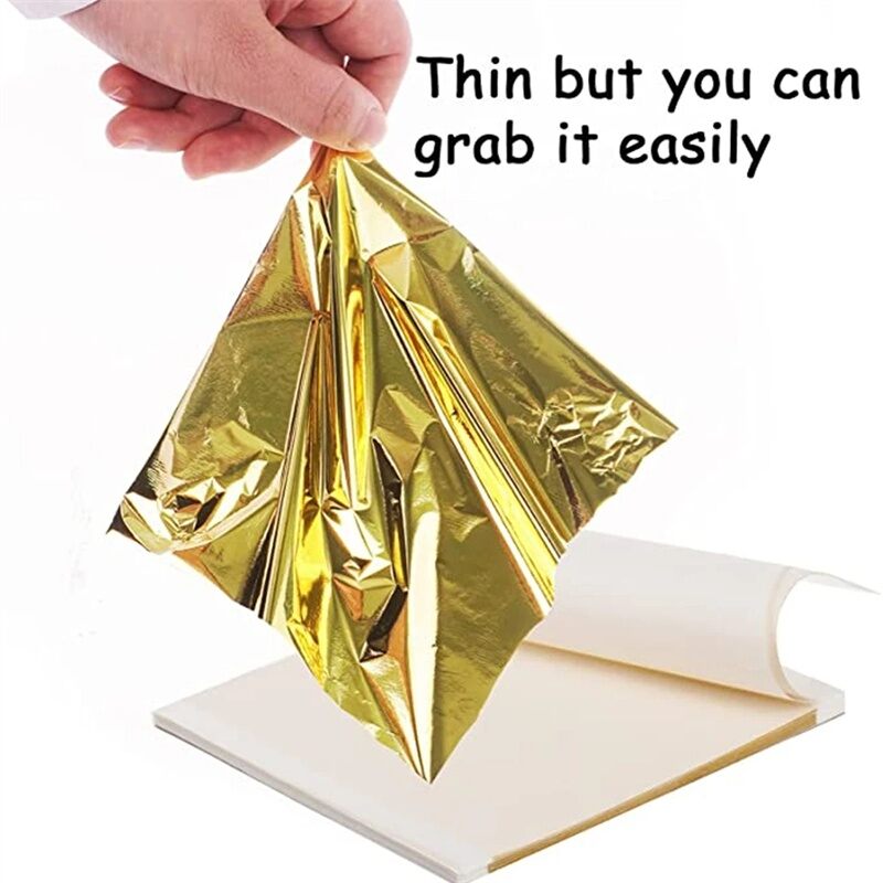 100pcs Art Craft Design Paper 9cm Sheets Practical Imitation Gold Silver Rose Gold Leaf for Gilding DIY Craft Party Decoration.